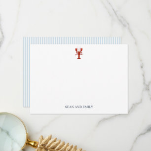 Custom Lobster Logo Nautical Stationary Thank You Card