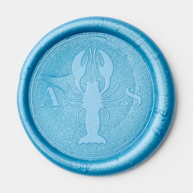 Custom Lobster Monogram Stationery Wedding Wax Seal Sticker (Front)