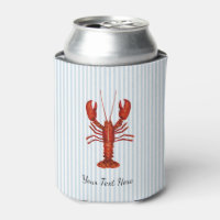 Custom Lobster Painting Coastal Blue Stripe