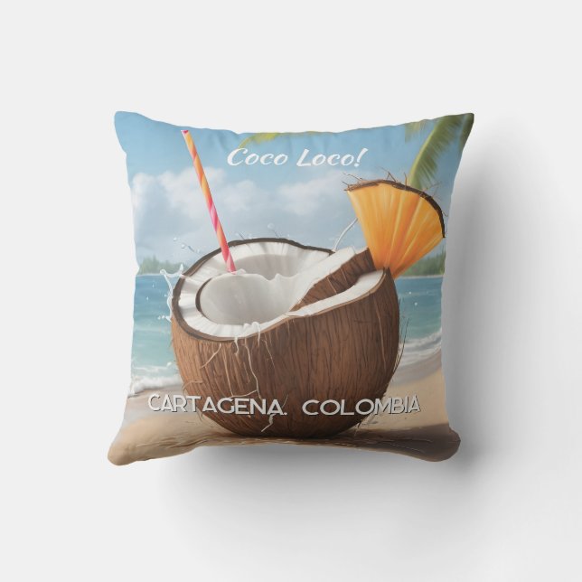 Custom Location Coco Loco Outdoor Pillow (Back)
