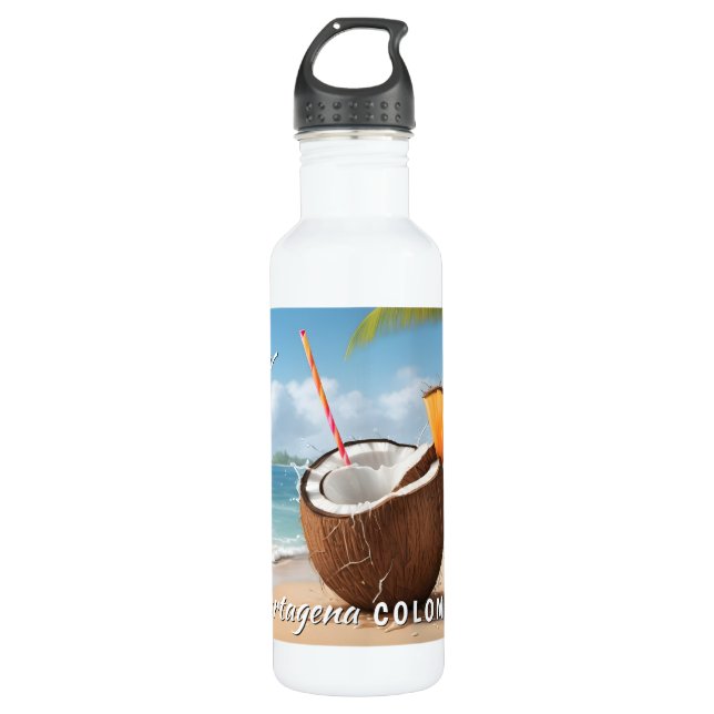 Custom Location Coco Loco Stainless Steel Water Bottle (Front)