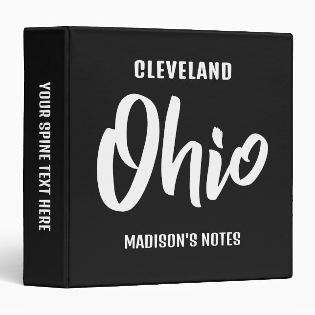 Custom Location, Name & Color Ohio 3 Ring Binder (Front/Spine)