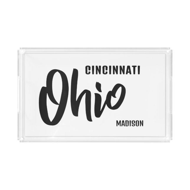 Custom Location, Name & Color Ohio Acrylic Tray (Front)