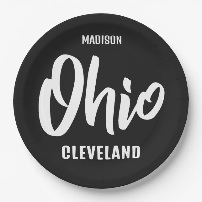 Custom Location, Name & Color Ohio Paper Plates (Front)