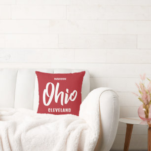 Custom Location, Name & Color Ohio Throw Pillow