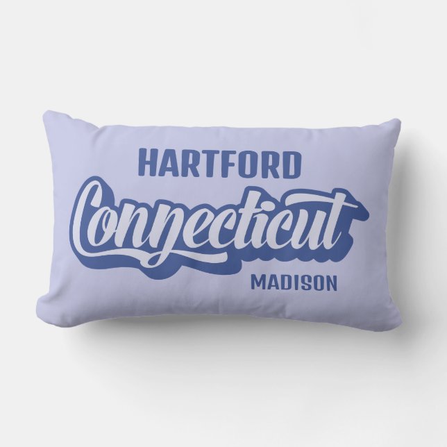 Custom Location & Name Connecticut Lumbar Pillow (Front)