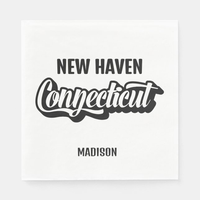 Custom Location & Name Connecticut Napkins (Front)