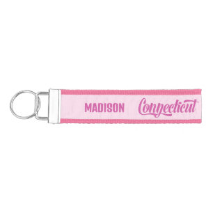 Custom Location & Name Connecticut Wrist Keychain