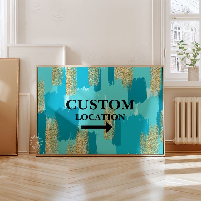 Custom Location Sign Preppy Dorm Decor Teal/Blue (Custom Location Sign Preppy Dorm Decor Blue)