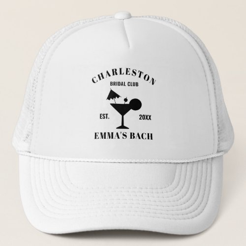 Custom Location Social Club Bachelorette Bridal Trucker Hat