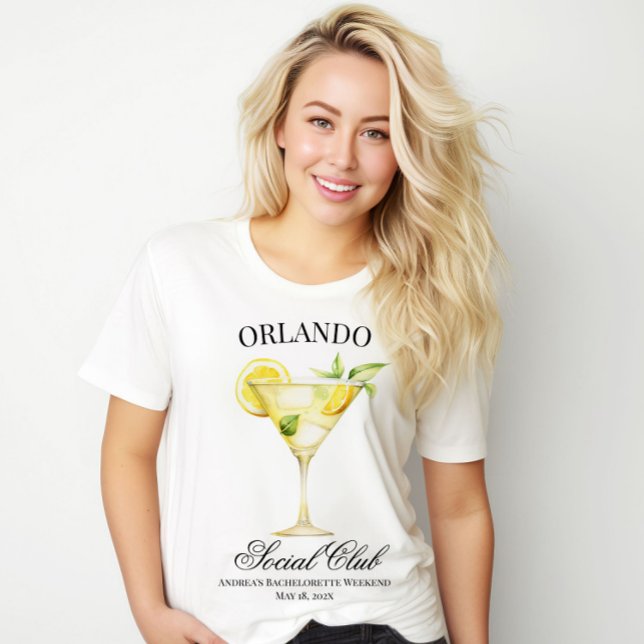 Custom Location Social Club Lemon Cocktail Bach T-Shirt (Customizable Wording.)