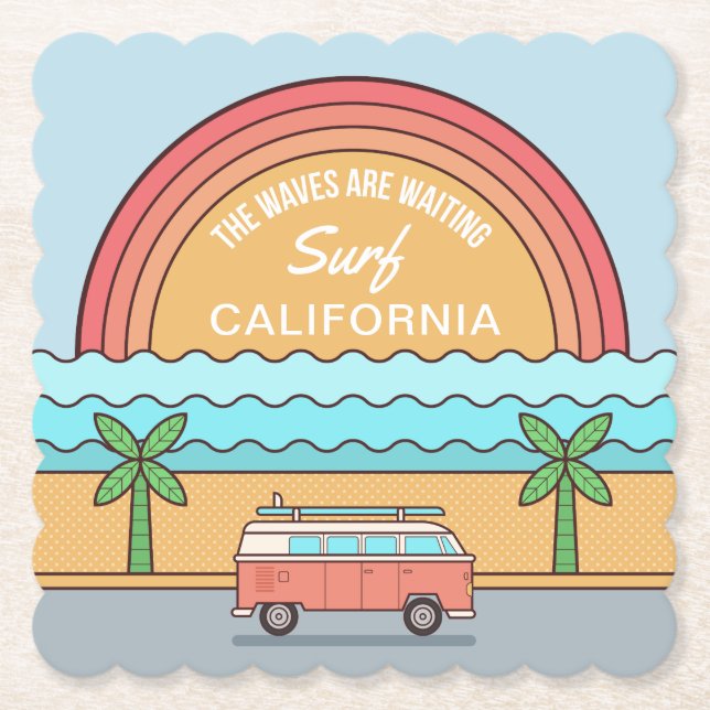 Custom Location Surfer paper coasters (Front)