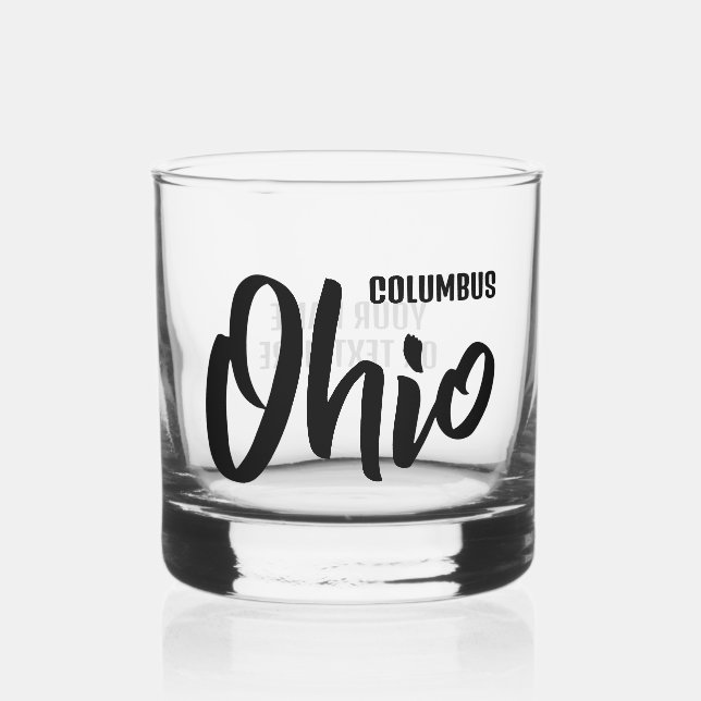 Custom Location & Text Ohio Whiskey Glass (Front)