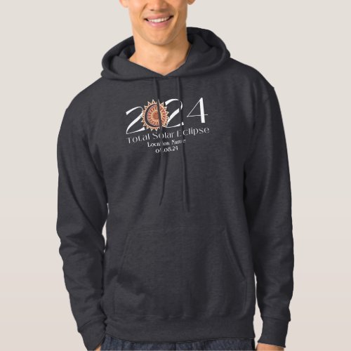 Custom Location Total Solar Eclipse 2024 Boho Hoodie