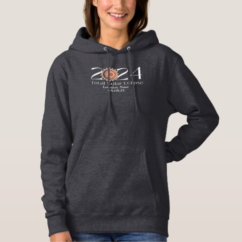 Custom Location Total Solar Eclipse 2024 Boho Hoodie