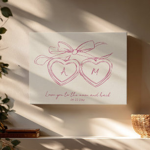 Custom Locket for Couple Anniversary Cute Monogram Faux Canvas Print