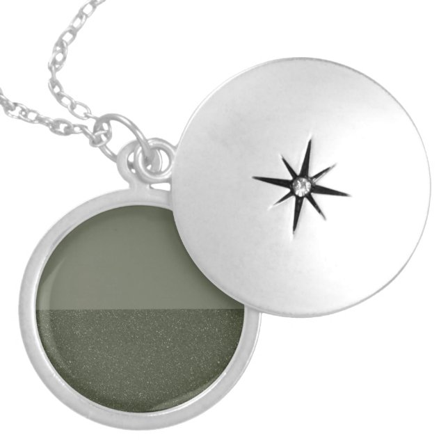Custom Locket with Horizontal Split – Moss Green Necklace (Front)