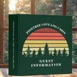 Custom Log Cabin Rental Sunset Guest Information 3 Ring Binder<br><div class="desc">Cool custom sunset lake house guest information binder in beautiful forest green. Cool personalized family binder for your log cabin customized with your last name or vacation rental above the trees. A great place house information like Wifi password or to put restaurant suggestions and places to go during a stay...</div>