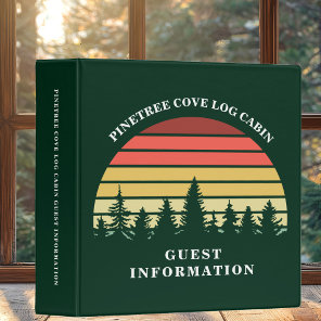Custom Log Cabin Rental Sunset Guest Information 3 Ring Binder