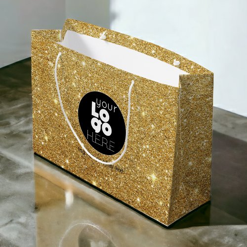 Custom Logo 14k Gold Glitter XL Paper Shopping Bag