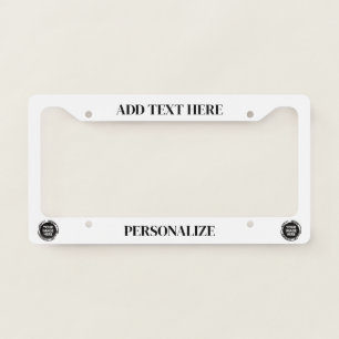 Custom Logo, 2 Lines Text, Change Background Color License Plate Frame