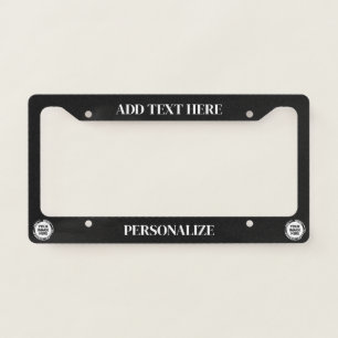 Custom Logo, 2 Lines Text, Change Background Color License Plate Frame