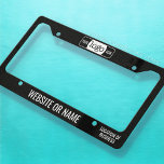Custom Logo, 2 Lines Text, Change Background Color License Plate Frame<br><div class="desc">A simple design that includes two areas for your business text and a logo. Add your business website or name at the bottom. The corner text (small) can be used to advertise the city your are located in or if you are a designated business entity. You can change the text...</div>