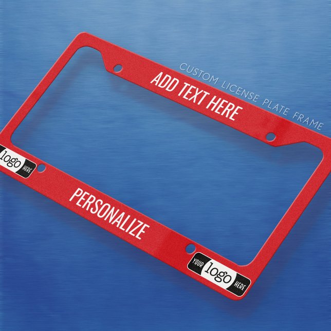 Custom Logo, 2 Lines Text, Change Background Color License Plate Frame (Personalized Car License Frame)