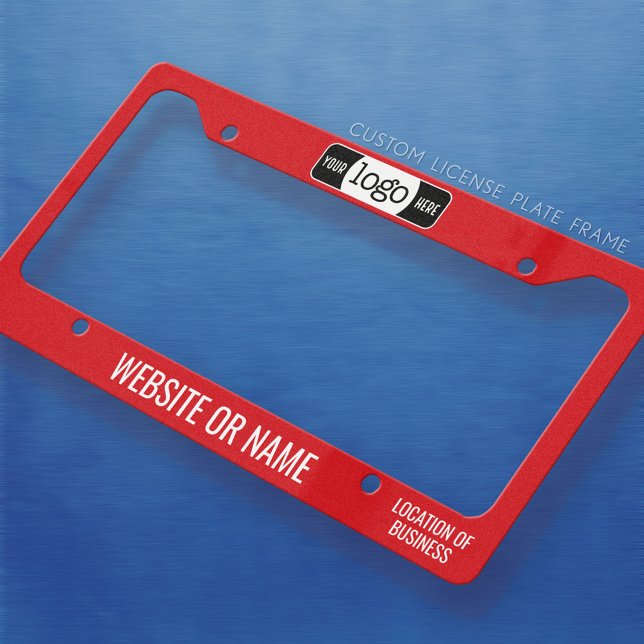 Custom Logo, 2 Lines Text, Change Background Color License Plate Frame (Personalized Car License Frame)