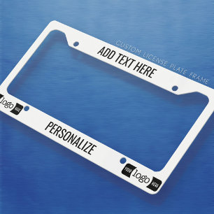 Custom Logo, 2 Lines Text, Change Background Color License Plate Frame