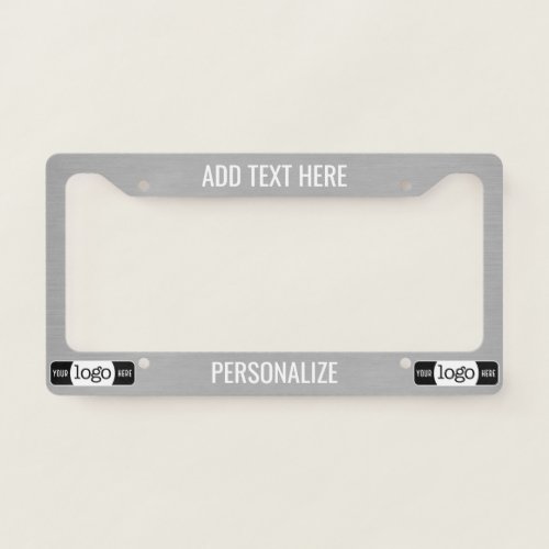 Custom Logo 2 Lines Text Silver Color License Plate Frame