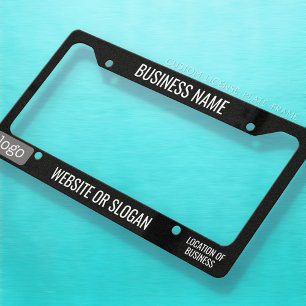 Custom Logo, 2 Lines Text - Small Text in Corner License Plate Frame