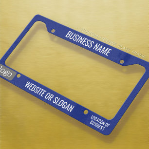 Custom Logo, 2 Lines Text - Small Text in Corner License Plate Frame