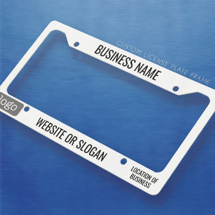 Custom Logo, 2 Lines Text - Small Text in Corner License Plate Frame