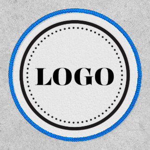 Custom Logo 3" Circle White Stitching, Adhesive Patch