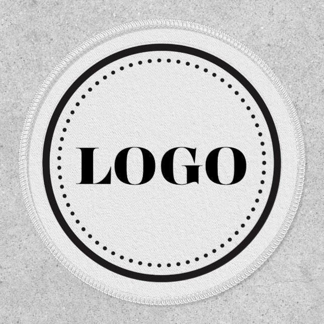 Custom Logo 3" Circle White Stitching, Iron-On Patch (Front)