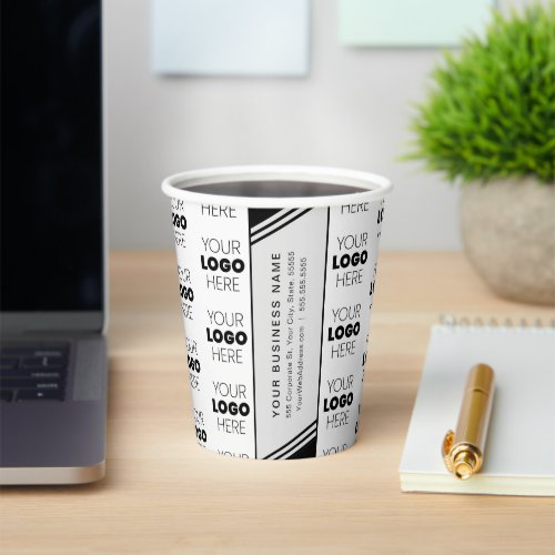 Custom Logo 3 Line Black White Paper Cups