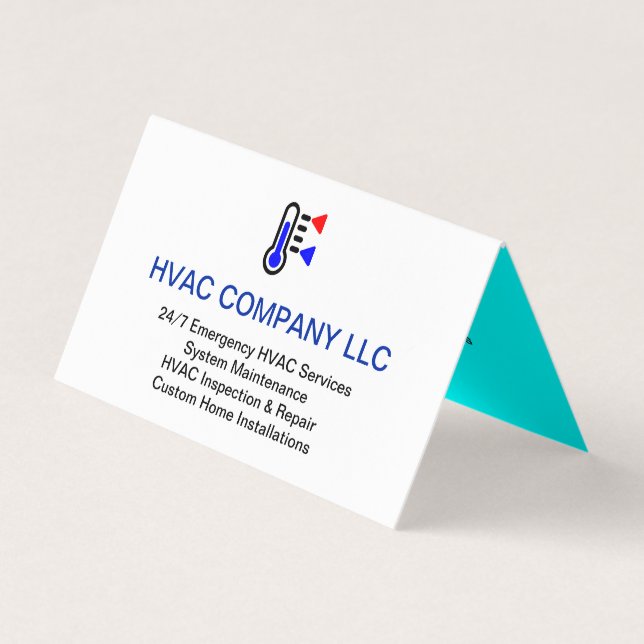 Custom Logo (AC Heat, HV Cool) Professional HVAC Business Card (Front)