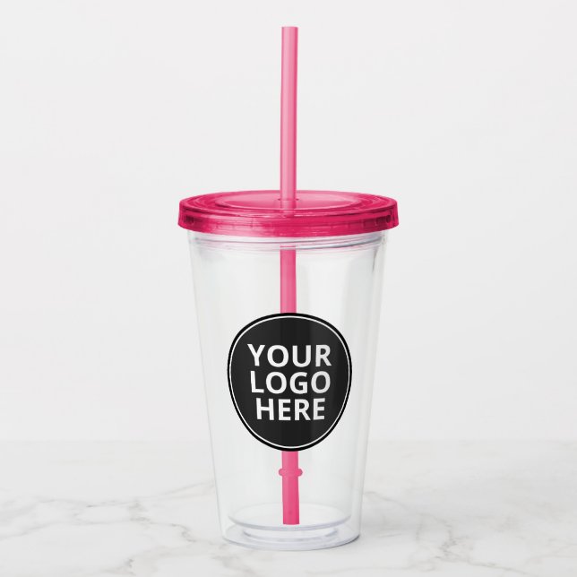 Custom Logo Acrylic Tumbler with Straw (Front)