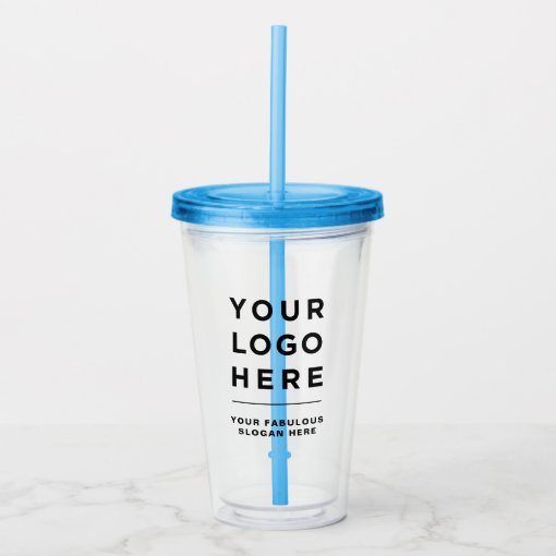 Custom Logo Acrylic Tumbler with Straw No Minimum Zazzle