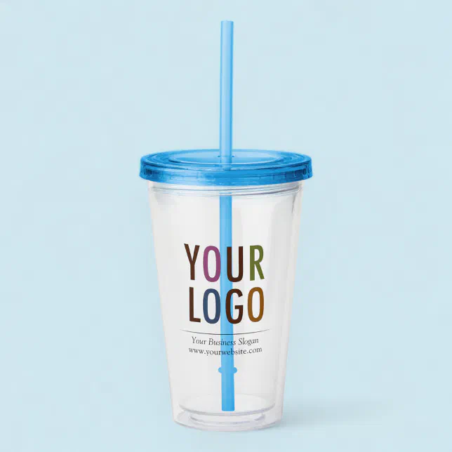 Custom Logo Acrylic Tumbler with Straw No Minimum Zazzle