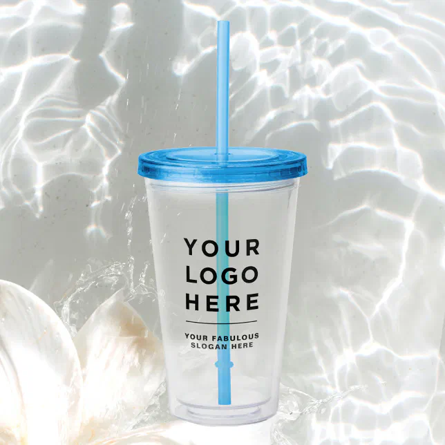Custom Logo Acrylic Tumbler with Straw No Minimum Zazzle