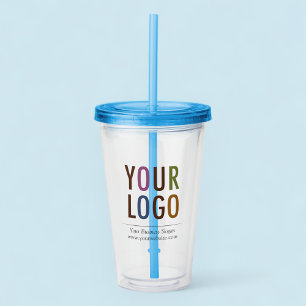 Custom Logo Acrylic Tumbler with Straw No Minimum