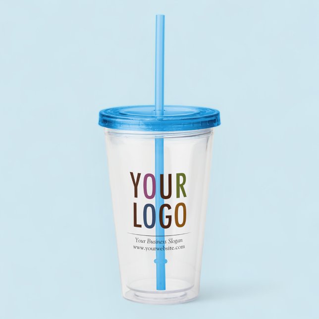 Custom Logo Acrylic Tumbler with Straw No Minimum (MISOOK Acrylic Tumbler with Logo Blue Lid and Straw)