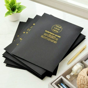 Custom Logo & Address Luxury Gold Black Business Envelope Mailers