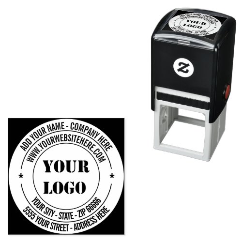 Custom Logo Address Name Website Modern Stamp