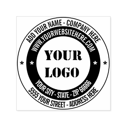 Custom Logo Address Name Website Two Colors Design Self_inking Stamp