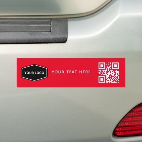 Custom Logo and Business QR Code Promotional Red Bumper Sticker