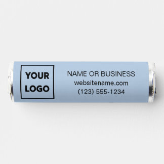 Custom Logo and Business Website Text Light Blue Breath Savers® Mints