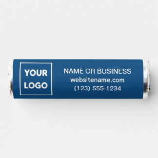 Custom Logo and Business Website Text on Blue Breath Savers® Mints